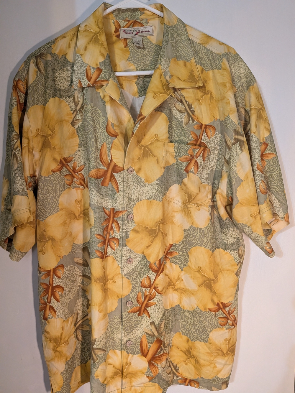 Tommy Bahama Yellow Floral Camp Shirt